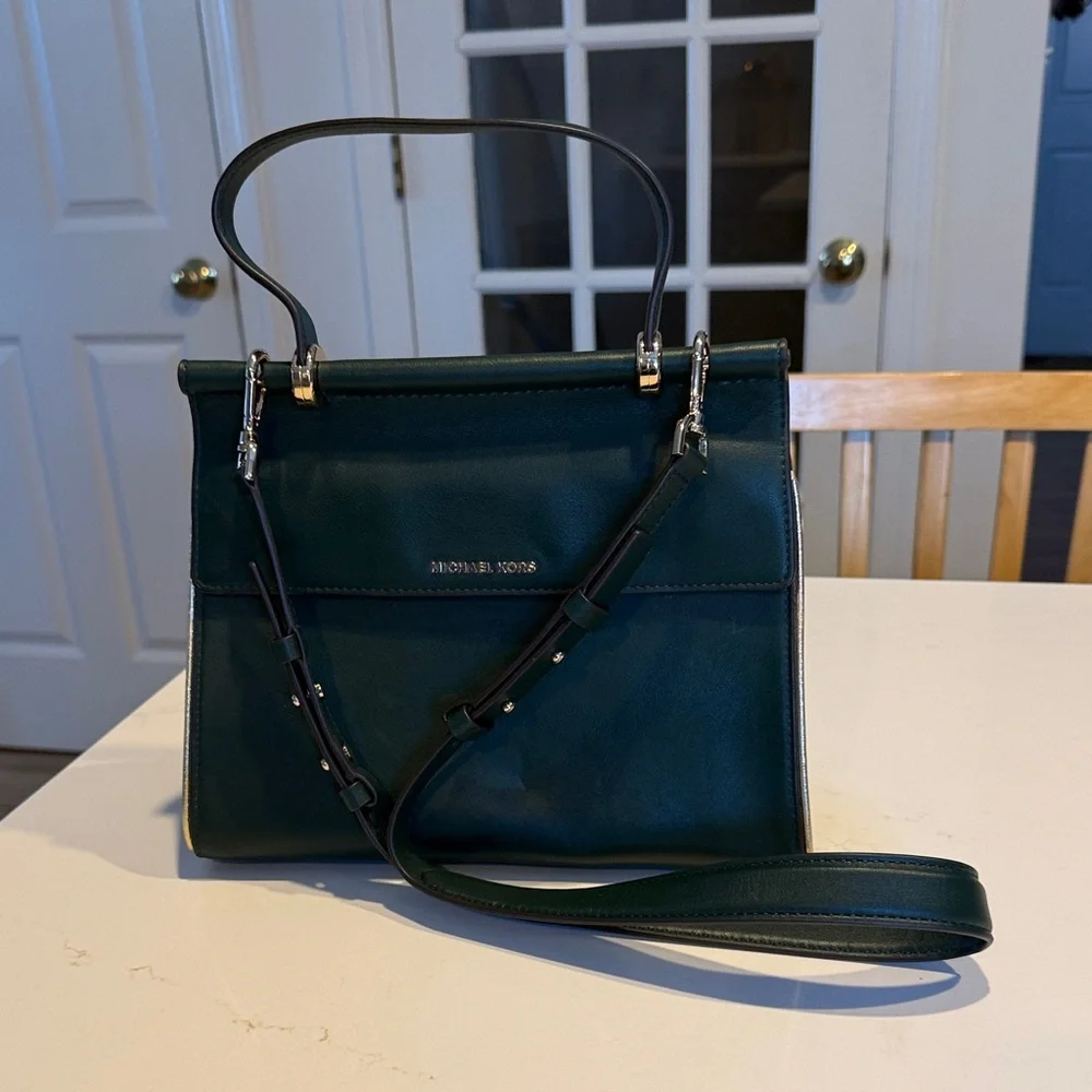 Michael Kors Jasmine Medium Green Satchel